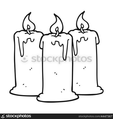 freehand drawn black and white cartoon burning candles