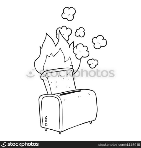 freehand drawn black and white cartoon burnt toast
