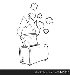 freehand drawn black and white cartoon burnt toast