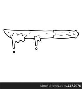 freehand drawn black and white cartoon butter knife