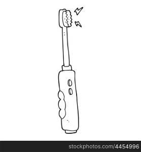 freehand drawn black and white cartoon buzzing electric toothbrush