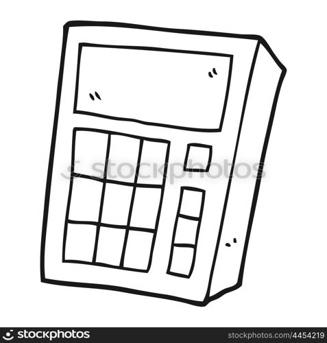 freehand drawn black and white cartoon calculator