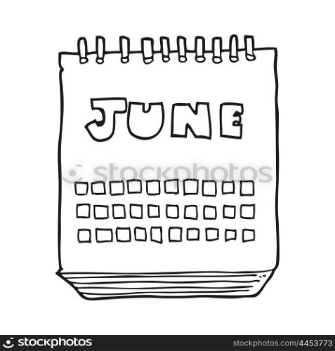 freehand drawn black and white cartoon calendar showing month of