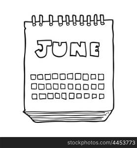 freehand drawn black and white cartoon calendar showing month of