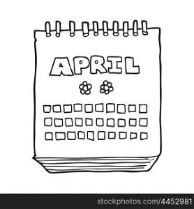 freehand drawn black and white cartoon calendar showing month of April