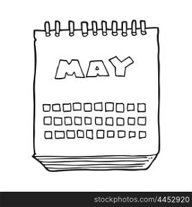 freehand drawn black and white cartoon calendar showing month of may