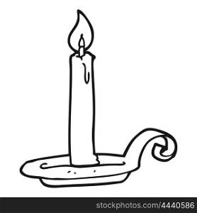 freehand drawn black and white cartoon candle burning