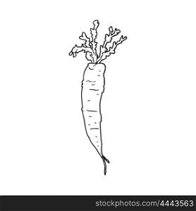 freehand drawn black and white cartoon carrot