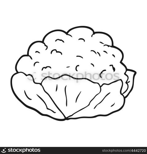 freehand drawn black and white cartoon cauliflower