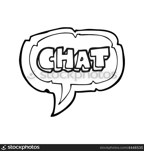 freehand drawn black and white cartoon chat symbol