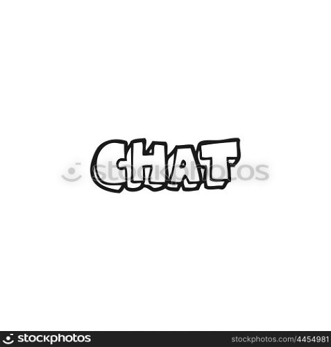 freehand drawn black and white cartoon chat symbol
