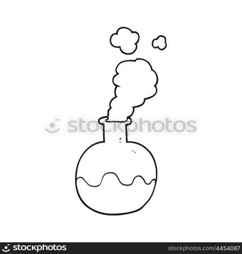 freehand drawn black and white cartoon chemical reaction