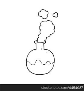 freehand drawn black and white cartoon chemical reaction