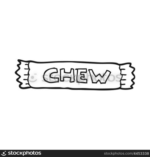 freehand drawn black and white cartoon chew