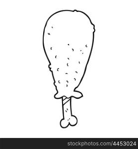 freehand drawn black and white cartoon chicken leg
