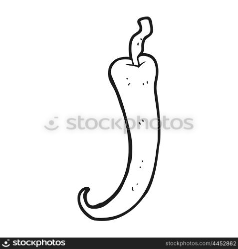 freehand drawn black and white cartoon chilli pepper