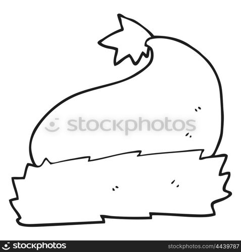 freehand drawn black and white cartoon christmas hat