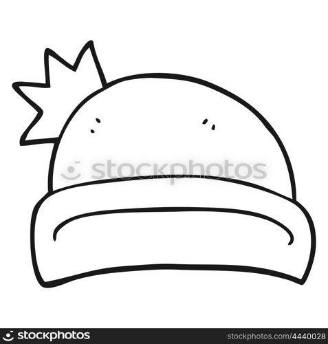freehand drawn black and white cartoon christmas hat