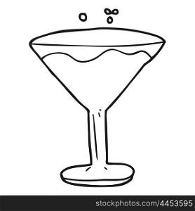 freehand drawn black and white cartoon cocktail