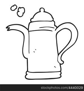 freehand drawn black and white cartoon coffee kettle