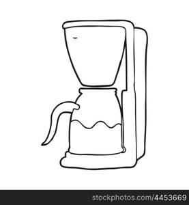 freehand drawn black and white cartoon coffee maker