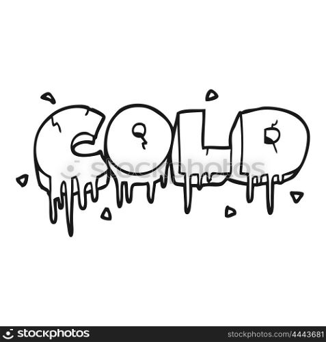 freehand drawn black and white cartoon cold text symbol