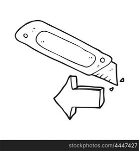 freehand drawn black and white cartoon construction knife
