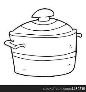 freehand drawn black and white cartoon cooking pot