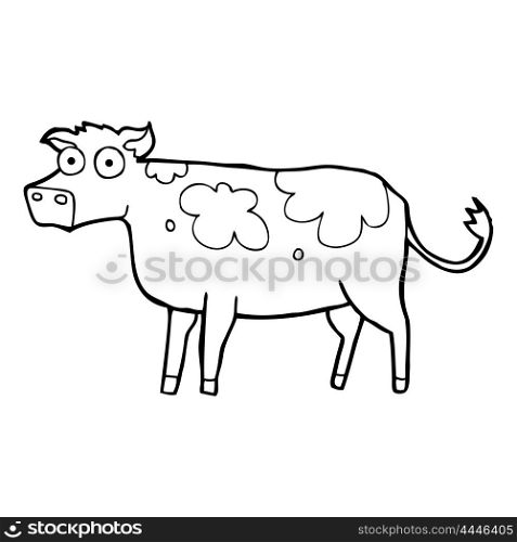 freehand drawn black and white cartoon cow
