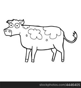 freehand drawn black and white cartoon cow