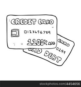 freehand drawn black and white cartoon credit cards
