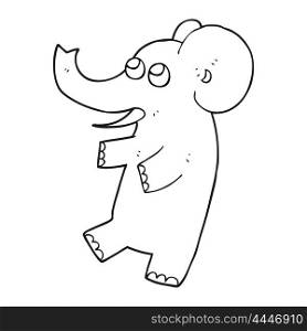 freehand drawn black and white cartoon cute elephant