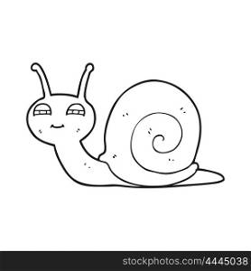 freehand drawn black and white cartoon cute snail
