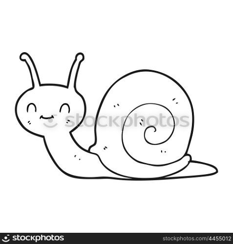 freehand drawn black and white cartoon cute snail
