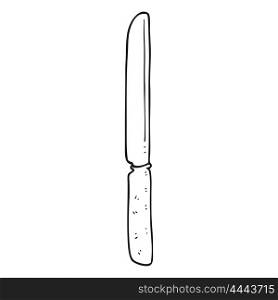 freehand drawn black and white cartoon cutlery knife