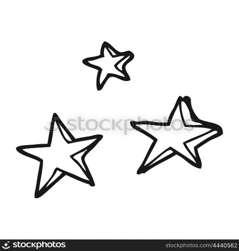 freehand drawn black and white cartoon decorative stars doodle