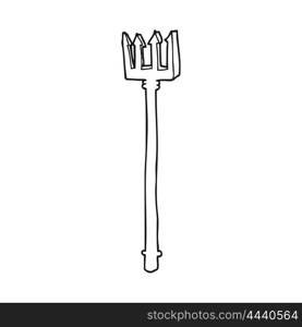 freehand drawn black and white cartoon devil fork