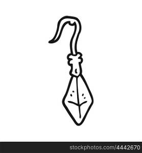 freehand drawn black and white cartoon diamond earring