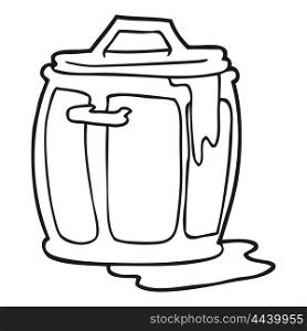 freehand drawn black and white cartoon dirty garbage can