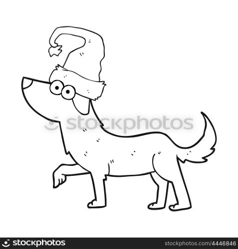 freehand drawn black and white cartoon dog