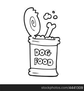 freehand drawn black and white cartoon dog food