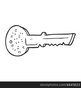 freehand drawn black and white cartoon door key