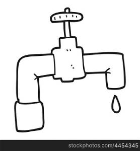 freehand drawn black and white cartoon dripping faucet