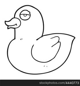 freehand drawn black and white cartoon duck