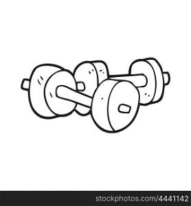freehand drawn black and white cartoon dumbbells