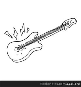 freehand drawn black and white cartoon electric guitar