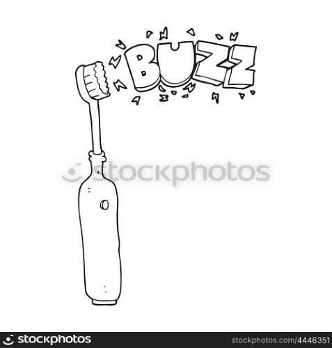 freehand drawn black and white cartoon electric tooth brush