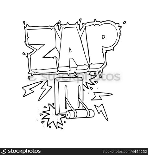 freehand drawn black and white cartoon electrical switch zapping
