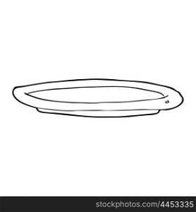 freehand drawn black and white cartoon empty plate