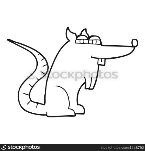 freehand drawn black and white cartoon evil rat